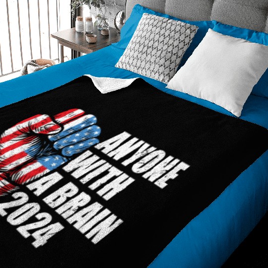 2024 Brain Vote Democracy Anti-Trump Baby Blankets