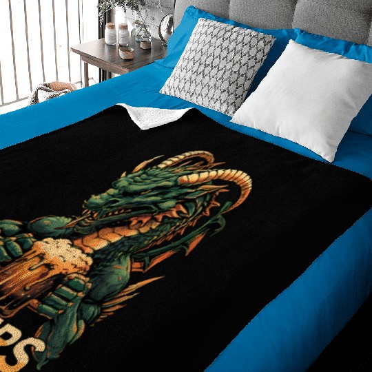 Dragon Drinking Beer Cheers for St Patricks Day Baby Blankets