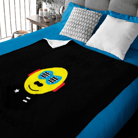 Here to serve you human funny robot Baby Blankets