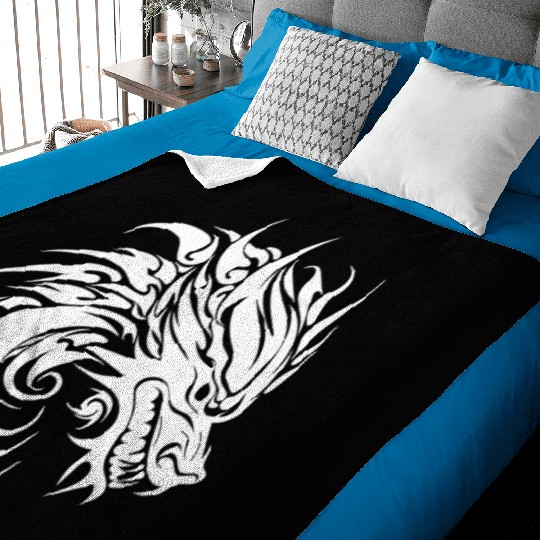 Roaring Chinese Dragon In Tattoo Style Baby Blankets