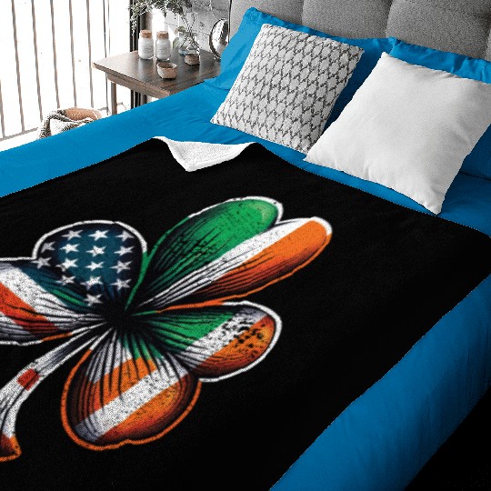 Irish American Shamrock Stars Stripes Baby Blankets