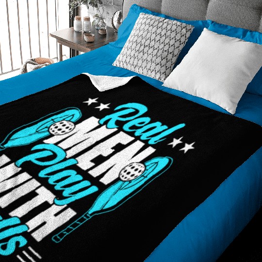 Pickleball Real Men Play With Pickle Balls Baby Blankets