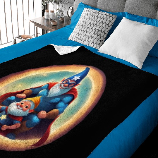 A Father's Day Gnome as a superhero dad Baby Blankets