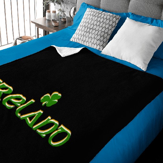 Ireland Celtic Text Shamrock in Green White & Gold Baby Blankets