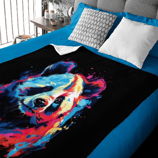 Watercolor Colorful Panda Colorful Animals Baby Blankets