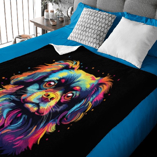 Watercolor Colorful Tibetan Spaniel Baby Blankets