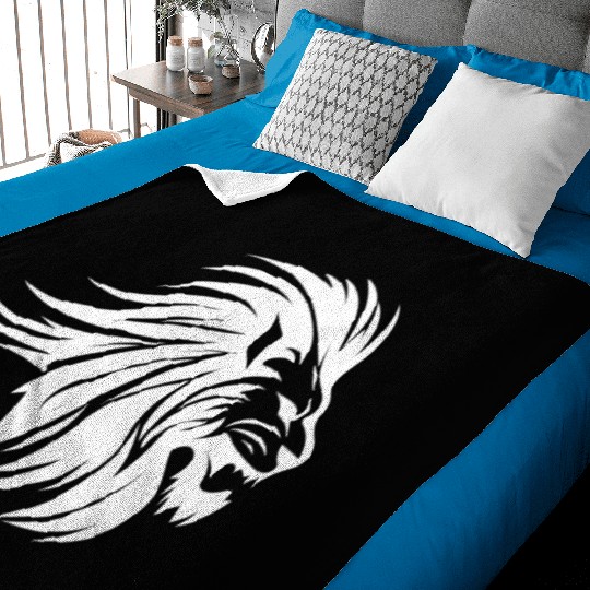 Waving Mane Lion Head Tattoo Ink Style Baby Blankets