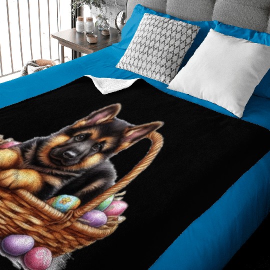 Easter Puppy with Colorful Eggs Baby Blankets