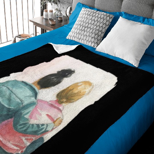 Watercolor Lesbian Couple Baby Blankets