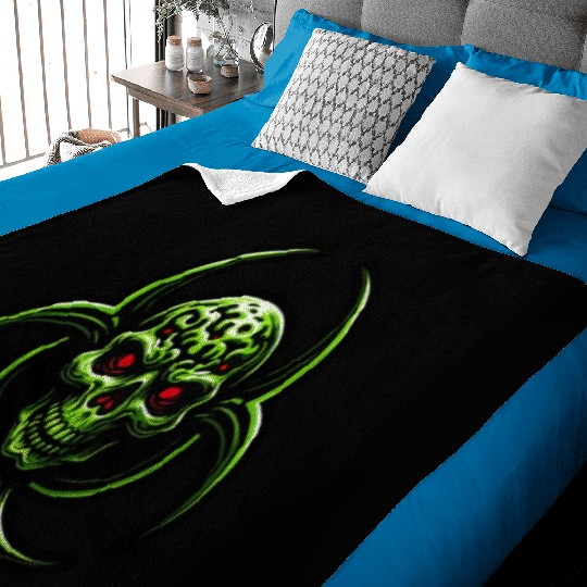 Green Biohazard Zombie Alien Baby Blankets