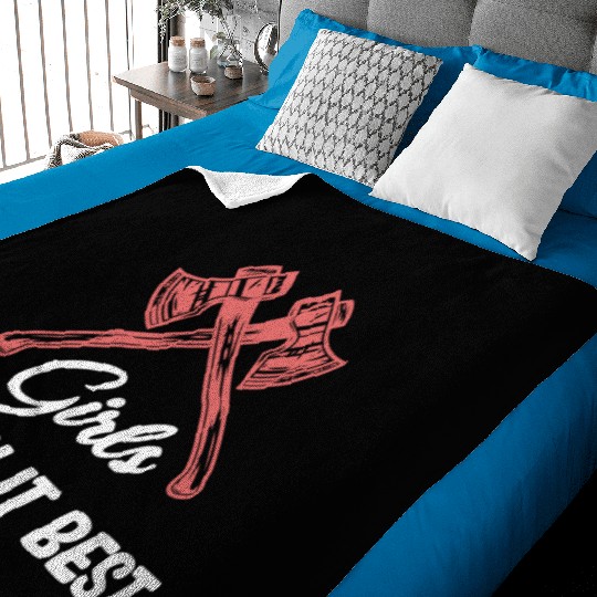 Girls Throw It Best Axe Throwing Chainsaw Baby Blankets