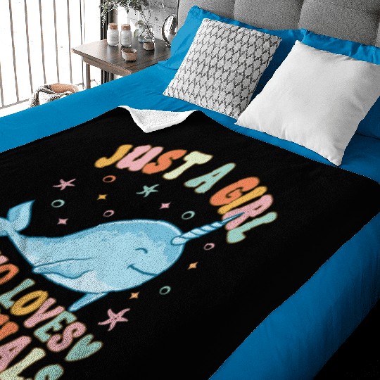 Narwhal Girl Narwhal Lover Baby Blankets