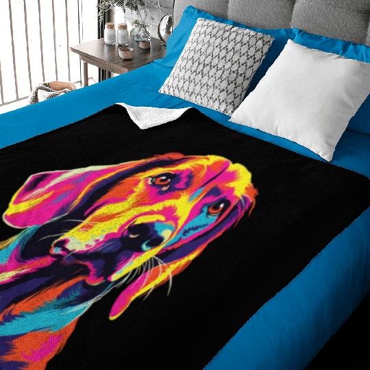 Watercolor Colorful English Foxhound Baby Blankets