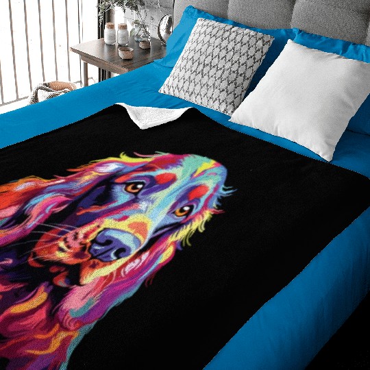 Watercolor Colorful Irish Setter Baby Blankets