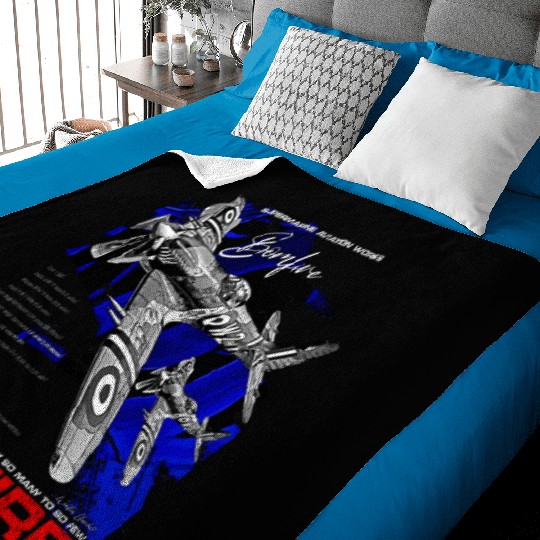 Spitfire Vintage English WW2 Fighter Aircraft Baby Blankets
