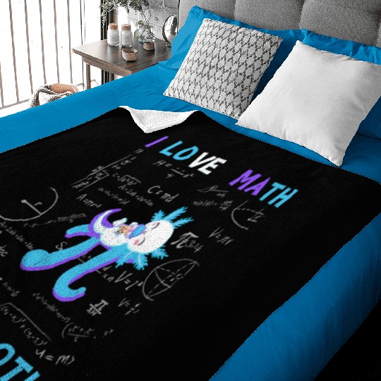 I Love Math And Axolotl For Math Enthusiasts. Baby Blankets