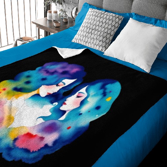Color splash zodiac: Gemini Baby Blankets