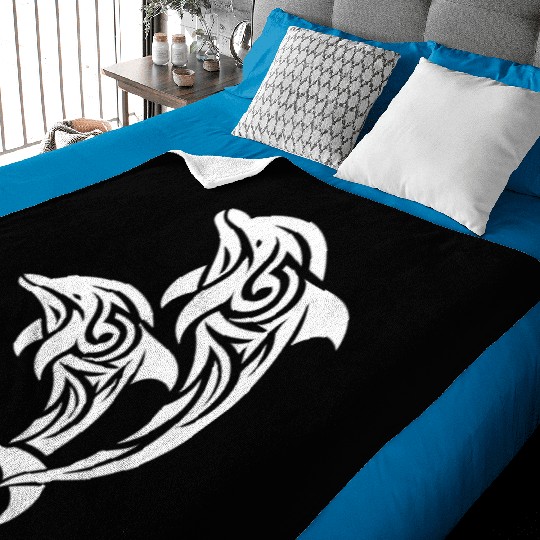 Bottlenose Dolphin T Tattoo Jumping Dolphins Baby Blankets