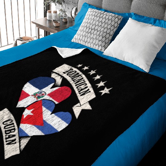 Dominican Cuban Heart Flags Dominican Republic Cub Baby Blankets