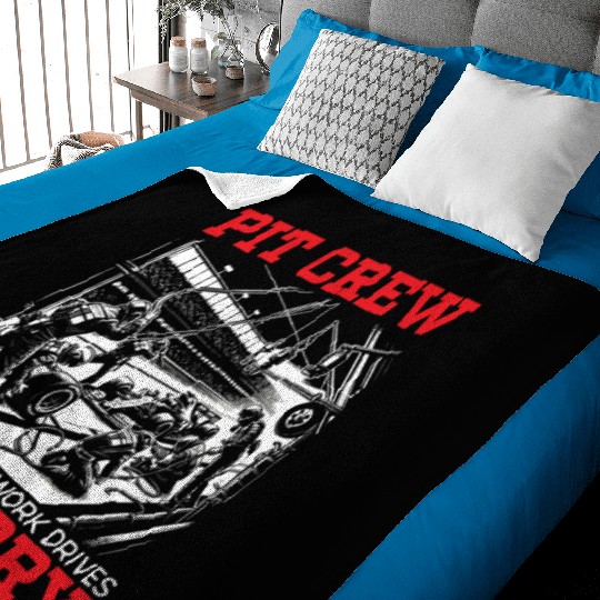 Pit Crew Race Car Racing Race Track Motorsport Baby Blankets
