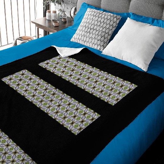 irregular stripes of green and lavender Baby Blankets