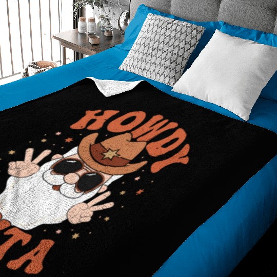 Howdy Santa Peace Christmas Western Cowboy Claus Baby Blankets