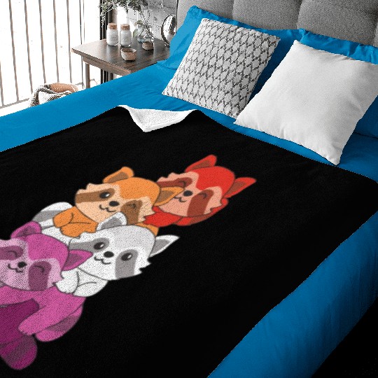 Lesbian Flag Pride Lgbtq Cute Raccoon Baby Blankets