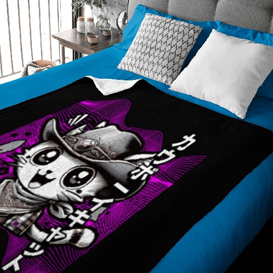 Yeehaw Meow: Manga Cowboy Cat Extravaganza Baby Blankets