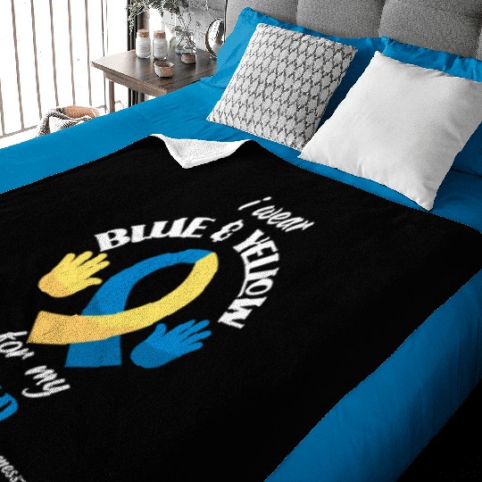 I Wear Blue Yellow Dad Down Syndrome Awareness Baby Blankets