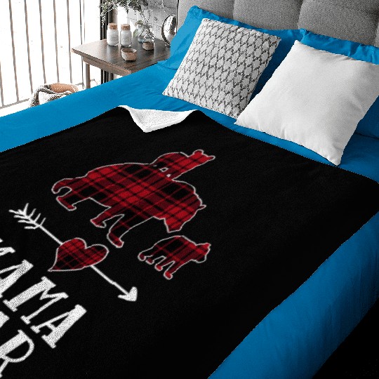 Mama Bear 2 Cubs Baby Blankets Christmas Mama Bear Plaid