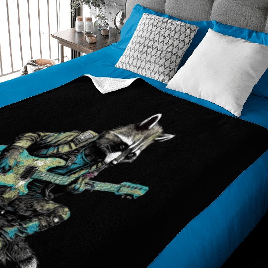 Raccoon with a Guitar Baby Blankets