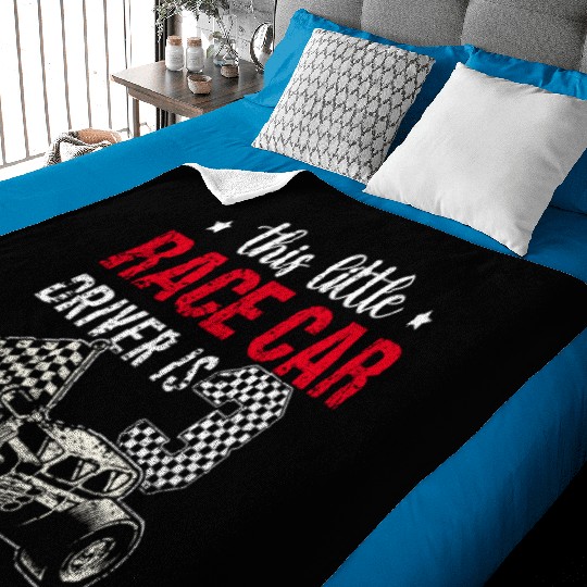 3 Year Old Race Car Birthday 3rd Racing Part Baby Blankets