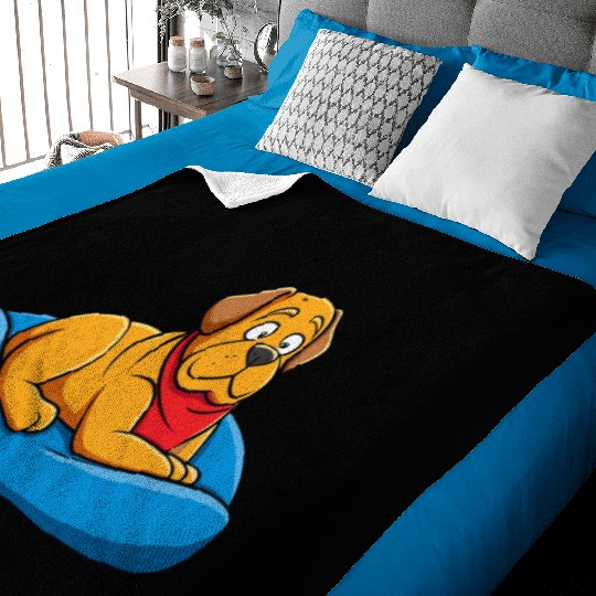 Relaxed Mastiff Lounging on Big Cushion Art Baby Blankets