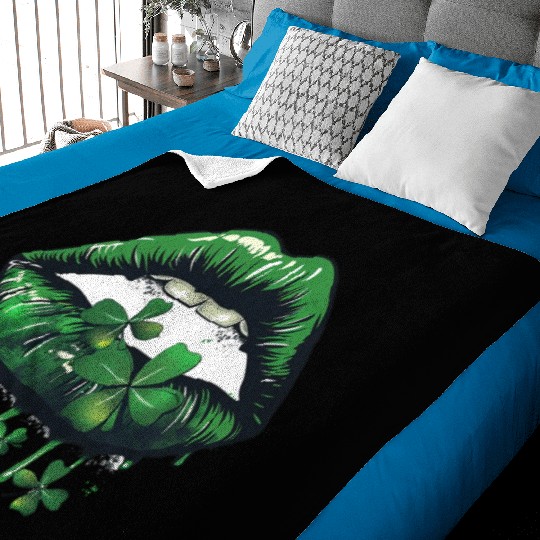 St Patrick Irish Green Lips Baby Blankets