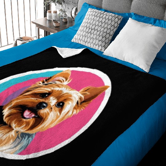 Synthwave Yorkshire Terrier 2 Baby Blankets