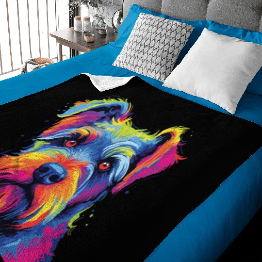 Watercolor Colorful Standard Schnauzer Baby Blankets