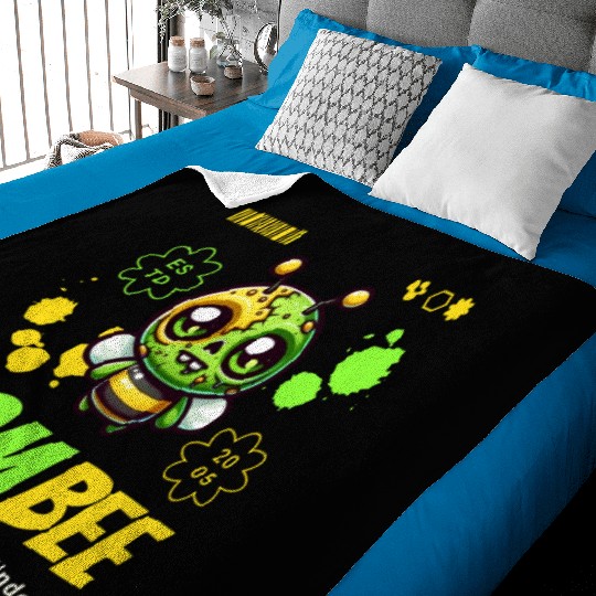 [THAO store] - Funny Zombie Bee Cartoon Cute Quote Baby Blankets