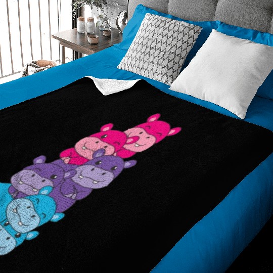 Androgynous Flag Pride Lgbtq Cute Hippo Baby Blankets