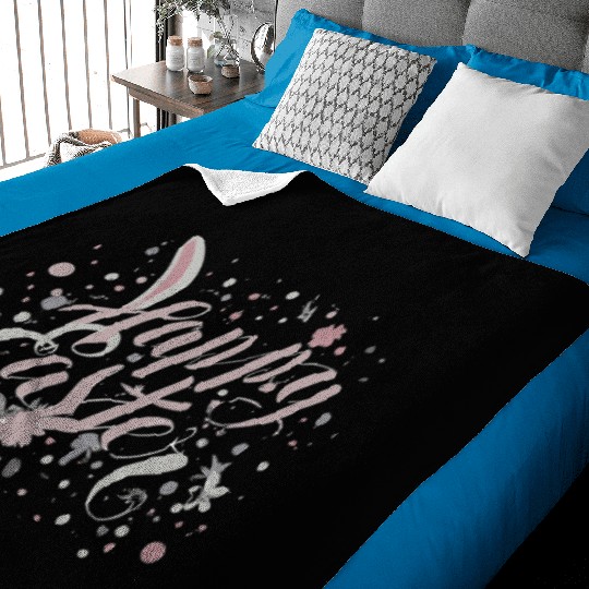 Chic Happy Easter Lettering With Spring Accents Baby Blankets