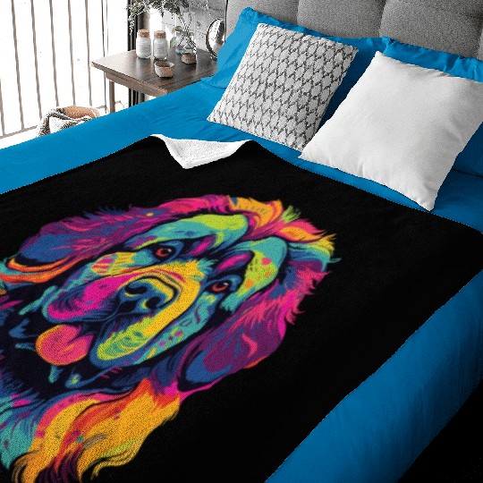 Watercolor Colorful Tibetan Mastiff Baby Blankets