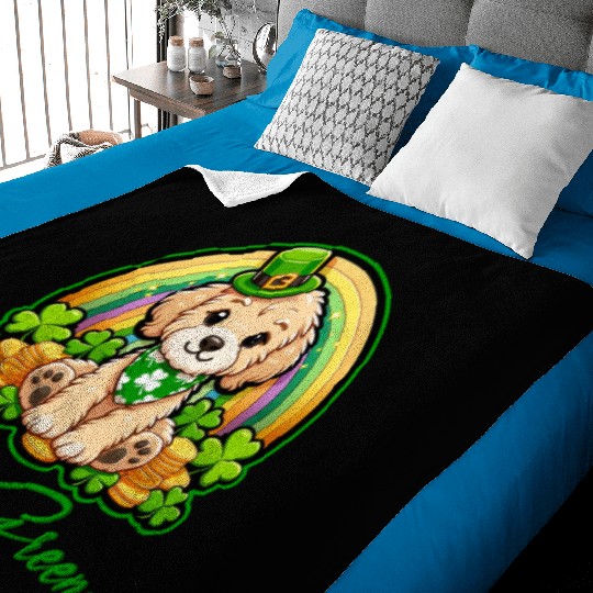 Feelin Green Puppy Rainbow Funny St Patrick's Day Baby Blankets