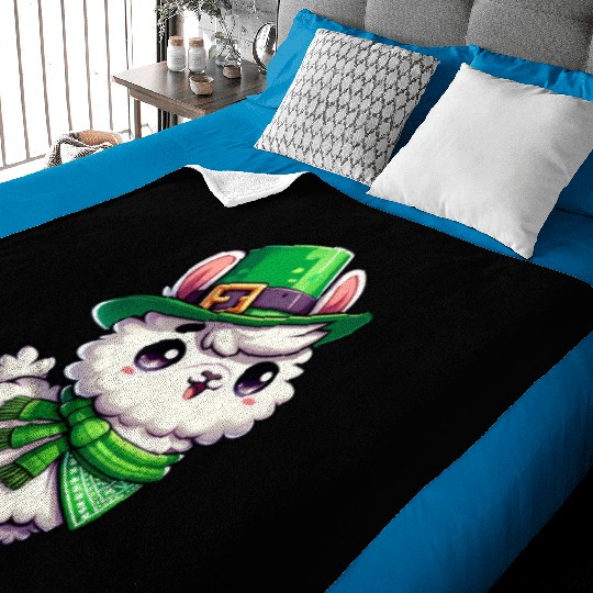 St. Patrick's Day Llama Cartoon Baby Blankets
