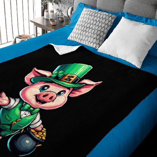 Cute St. Patrick's Piglet Baby Blankets