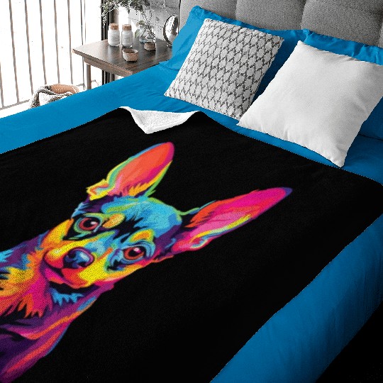 Watercolor Colorful Russian Toy Terrier Baby Blankets