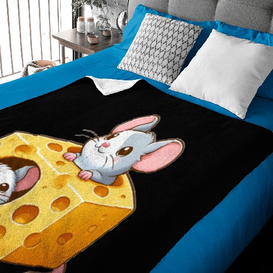 Cheese Dwelling Mice Baby Blankets
