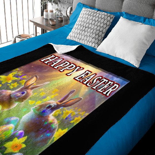 Happy Easter Rabbits - 2 Baby Blankets