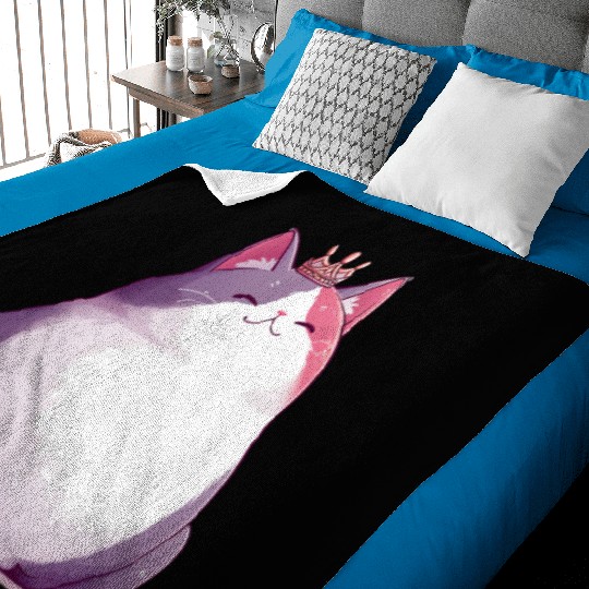 Chunky Kawaii Cat Queen Baby Blankets
