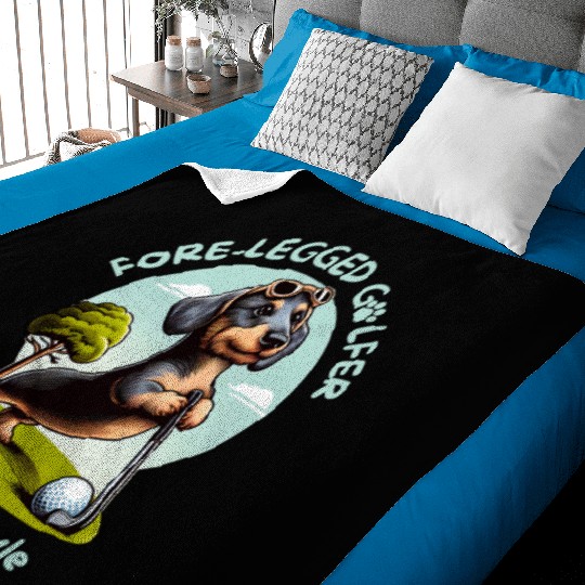 Cute Teckel Dog lovers and Golf players Baby Blankets