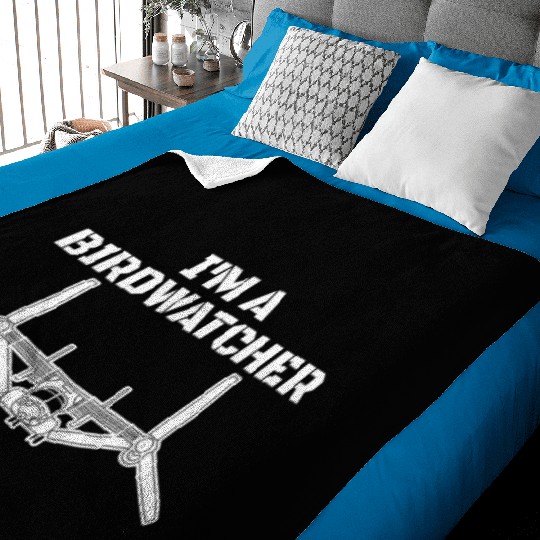 I'm A Bird Watcher V-22 Osprey Military Helicopter Baby Blankets