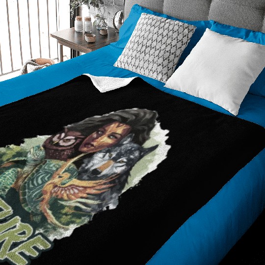 Nature-Inspired Wolf Owl Turtle Phoenix Woman Baby Blankets